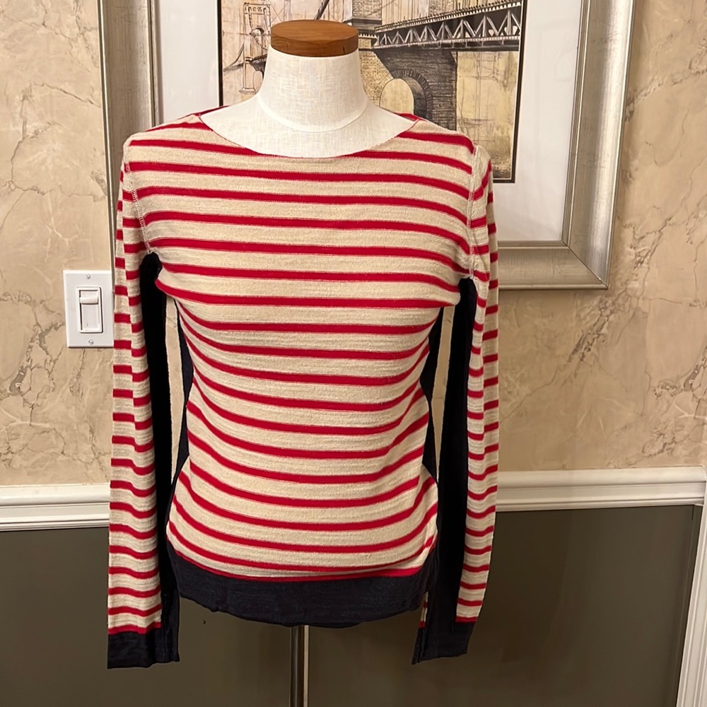 Tory Burch Crew Neck stripes Long Sleeves size Medium